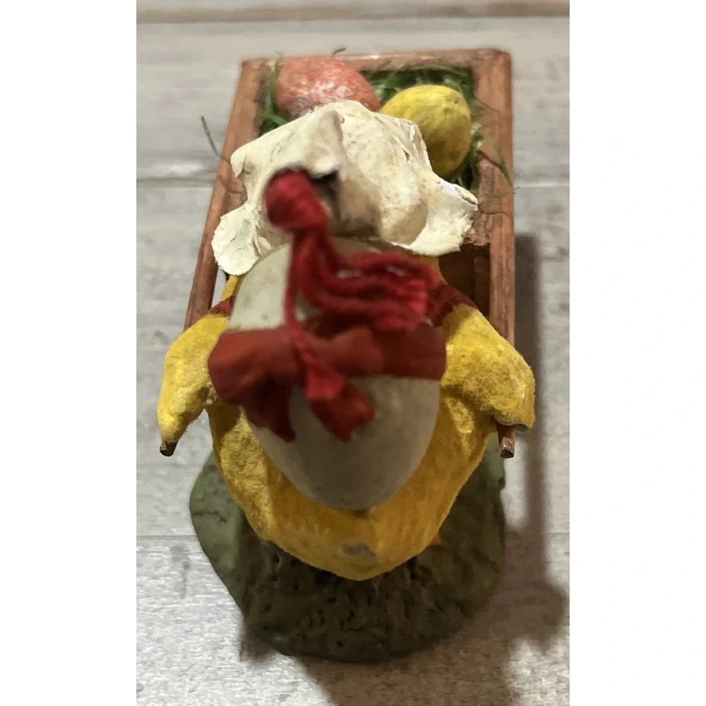 Bethany Lowe Designs Chick Pushing A Cart Full of Eggs Figurine‎ By Bruce Elsass